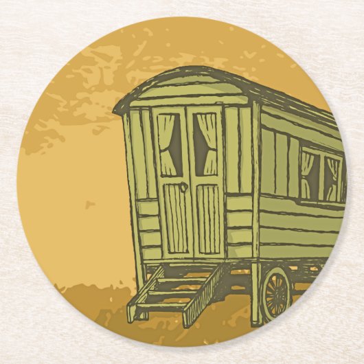 Sinti und Roma Caravan Runder Pappuntersetzer (Vorderseite)