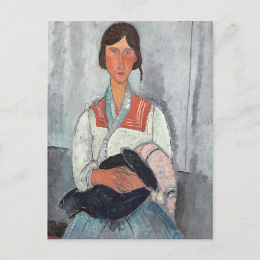 Sinti und Roma-Frau mit Baby, 1919 (Öl auf Postkarte (Vorderseite)