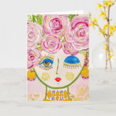 Sinti und Roma Garden Girl Glow - Note Card Karte (Gelbe Blume)