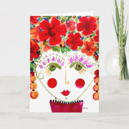 Sinti und Roma Garden Girl Hibisken - Note Card Karte