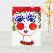 Sinti und Roma Garden Girl Peony - Note Card Karte (Gelbe Blume)