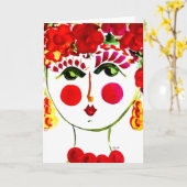 Sinti und Roma Garden Girl Poppy - Note Card Karte (Gelbe Blume)