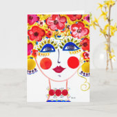 Sinti und Roma Garden Girl Primavera - Karte (Gelbe Blume)