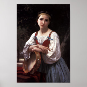 Sinti und Roma Girl mit baskischem Trommel von Bou Poster