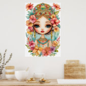 Sinti und Roma Girl mit Beads GERAHMTE ART Poster (Küche)