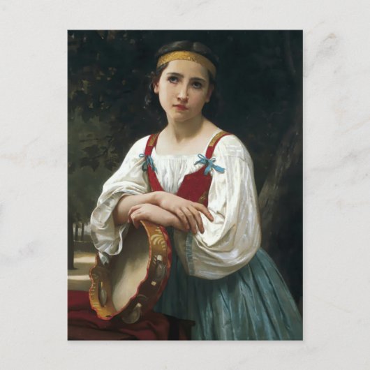 Sinti und Roma Girl mit Tambourine von Bouguereau Postkarte (Vorderseite)
