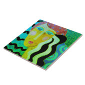 Sinti und Roma Lady Abstraktes digitales Portrait  Fliese (Seite)