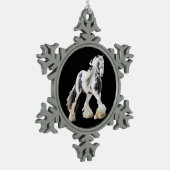 Sinti und Roma Mare Stallion Schneeflocken Zinn-Ornament (Links)