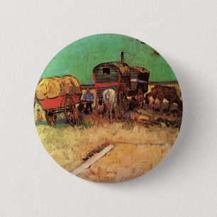 Sinti und Roma mit Caravans von Vincent van Gogh Button