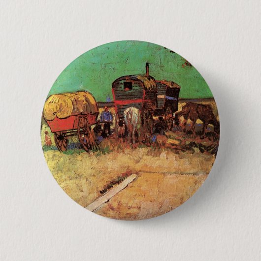 Sinti und Roma mit Caravans von Vincent van Gogh Button (Vorderseite)