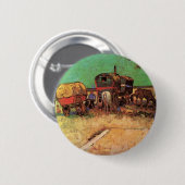 Sinti und Roma mit Caravans von Vincent van Gogh Button (Vorne & Hinten)