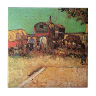Sinti und Roma mit Caravans von Vincent van Gogh Fliese