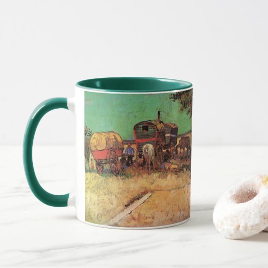 Sinti und Roma mit Caravans von Vincent van Gogh Tasse (Mit Donut)