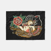 Sinti und Roma Panther American Traditional Tattoo Fleecedecke (Vorderseite (Horizontal))