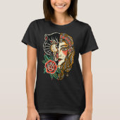 Sinti und Roma Panther American Traditional Tattoo T-Shirt (Vorderseite)