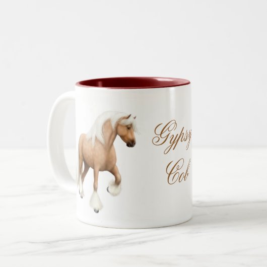 Sinti und Roma-Pfeiler-PferdeTasse Zweifarbige Tasse (Vorderseite Links)