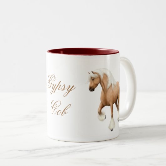 Sinti und Roma-Pfeiler-PferdeTasse Zweifarbige Tasse (VorderseiteRechts)