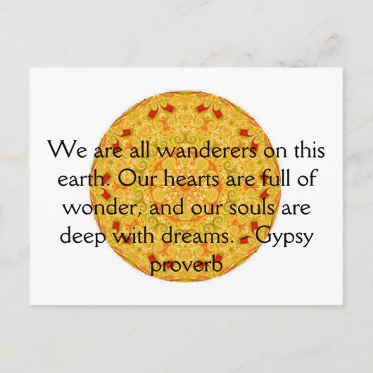Sinti und Roma Proverb Wanderlustrafferquote Postkarte (Vorderseite)