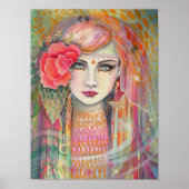 Sinti und Roma Rose Schöne Bohemische Fantasie Kun Poster (Vorne)
