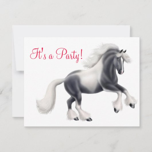 Sinti und Roma Vanner Cob Pferd Einladung (Vorderseite)