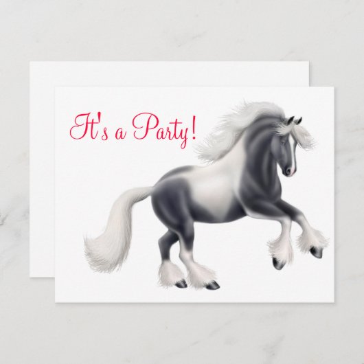 Sinti und Roma Vanner Cob Pferd Einladung (Vorne/Hinten)