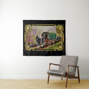 Sinti und Roma Vanner Horse Irish Caravan Wagon Ta Wandteppich