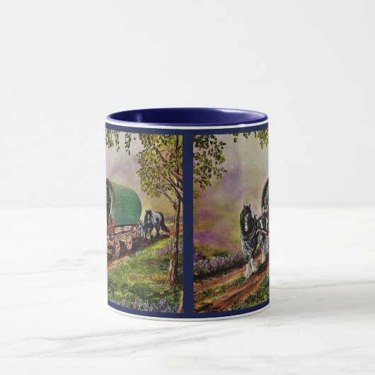 Sinti und Roma Vanner Pferd Irish Caravan Wagen bl Tasse (Zentrum)