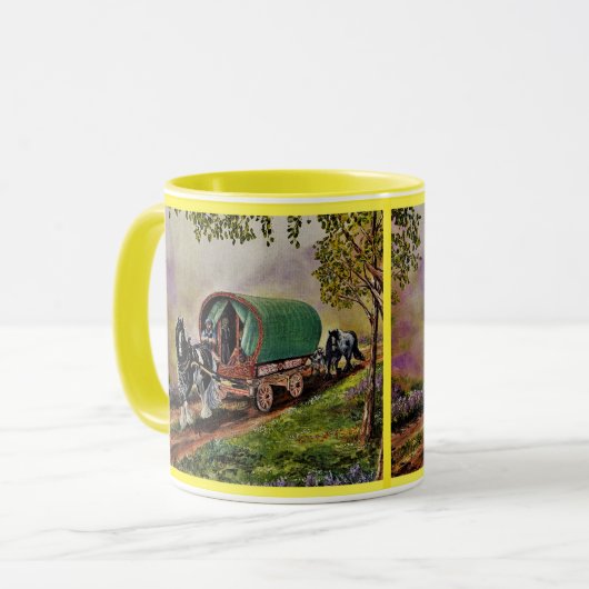 Sinti und Roma Vanner Pferd Irish Caravan Wagen ge Tasse (Vorderseite Links)