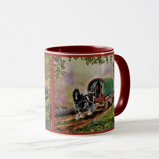Sinti und Roma Vanner Pferd Irish Caravan Wagen ro Tasse (VorderseiteRechts)