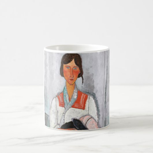 Sinti und Roma Woman mit Baby, Modigliani Kaffeetasse (Mittel)
