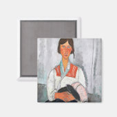 Sinti und Roma Woman mit Baby, Modigliani Magnet (Vorderseite/Rückseite)