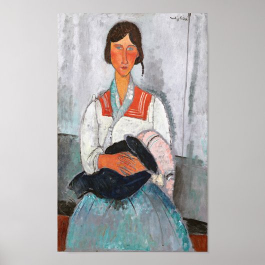 Sinti und Roma Woman mit Baby, Modigliani Poster (Vorne)