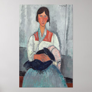Sinti und Roma Woman mit Baby von Amedeo Modiglian Poster