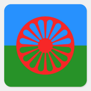 Sinti und Romaflagge Quadratischer Aufkleber