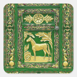 Sinti und Romatürdetail Quadratischer Aufkleber