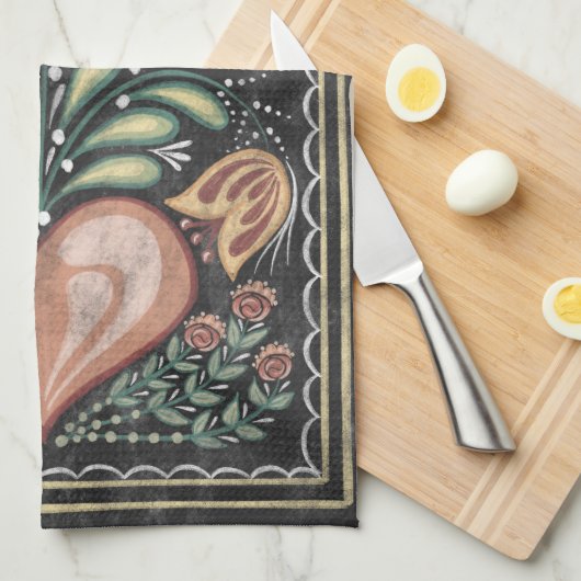 Sinti und Romawohnwagenherzen Geschirrtuch (Viertel Falte)