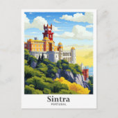 Sintra Portugal Art Vintage Reise Illustration Postkarte (Vorderseite)