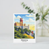 Sintra Portugal Art Vintage Reise Illustration Postkarte (Stehend Vorderseite)