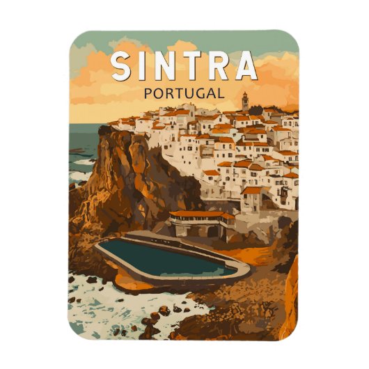 Sintra Portugal Illustration Travel Art Vintag Magnet (Vertikal)