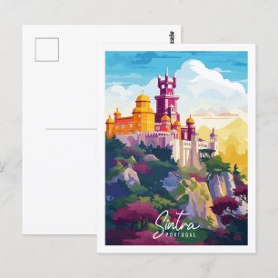 Sintra Portugal Vintage-Reiseort-Illustration Postkarte