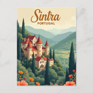 Sintra Portugal Vintage-Reiseort-Illustration Postkarte