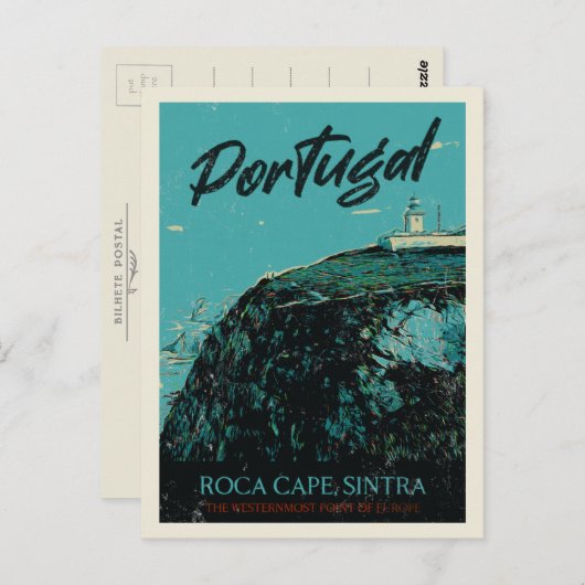 Sintra Roca Cape Illustration Portugal Postkarte (Vorne/Hinten)