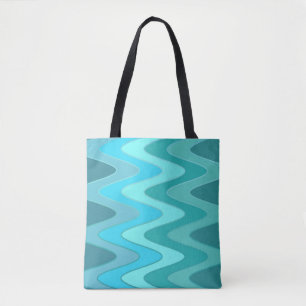 Sinus Waves Muster - Blau des Ozeans + Ihre Ideen Tasche