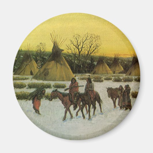 Sioux Camp in Wounded Knee von John Hauser Magnet (Vorne)