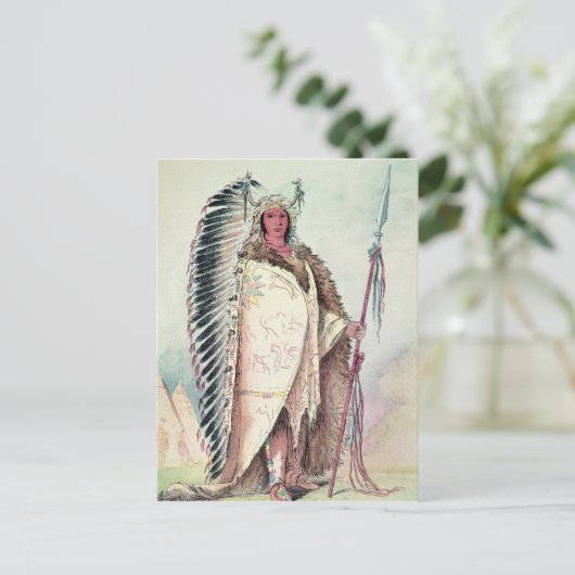 Sioux Chef, 'The Black Rock' Postkarte (Stehend Vorderseite)