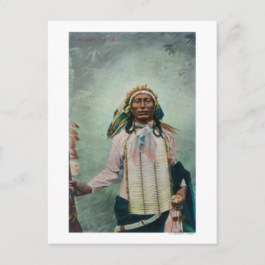 Sioux Chief Iron Schwanz Portrait Postkarte (Vorderseite)