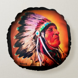 Sioux Chief Round Pillow Rundes Kissen