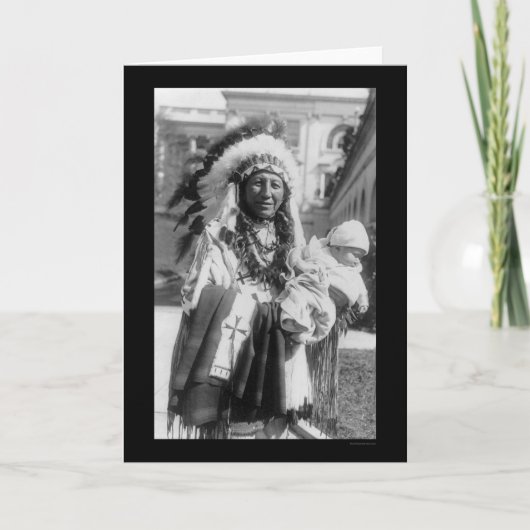 Sioux Chief Spotted Crow and Baby 1929 Karte (Vorderseite)