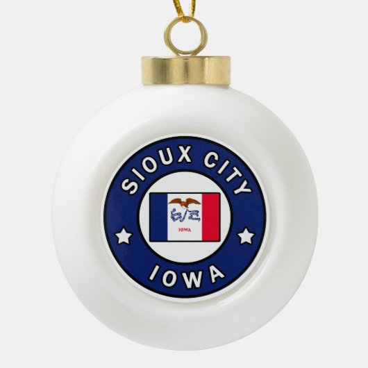 Sioux City Iowa Keramik Kugel-Ornament (Vorderseite)