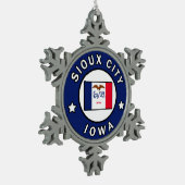 Sioux City Iowa Schneeflocken Zinn-Ornament (Links)
